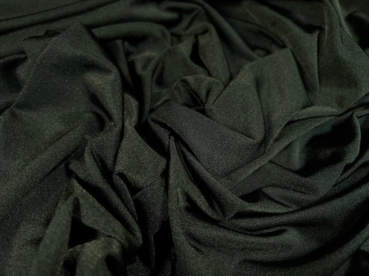 Disco shimmer stretch spandex jersey fabric, per metre - plain - very dark green