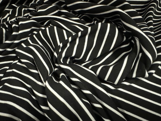 Ponte Roma double jersey knit stretch fabric, per metre - stripe - black & white