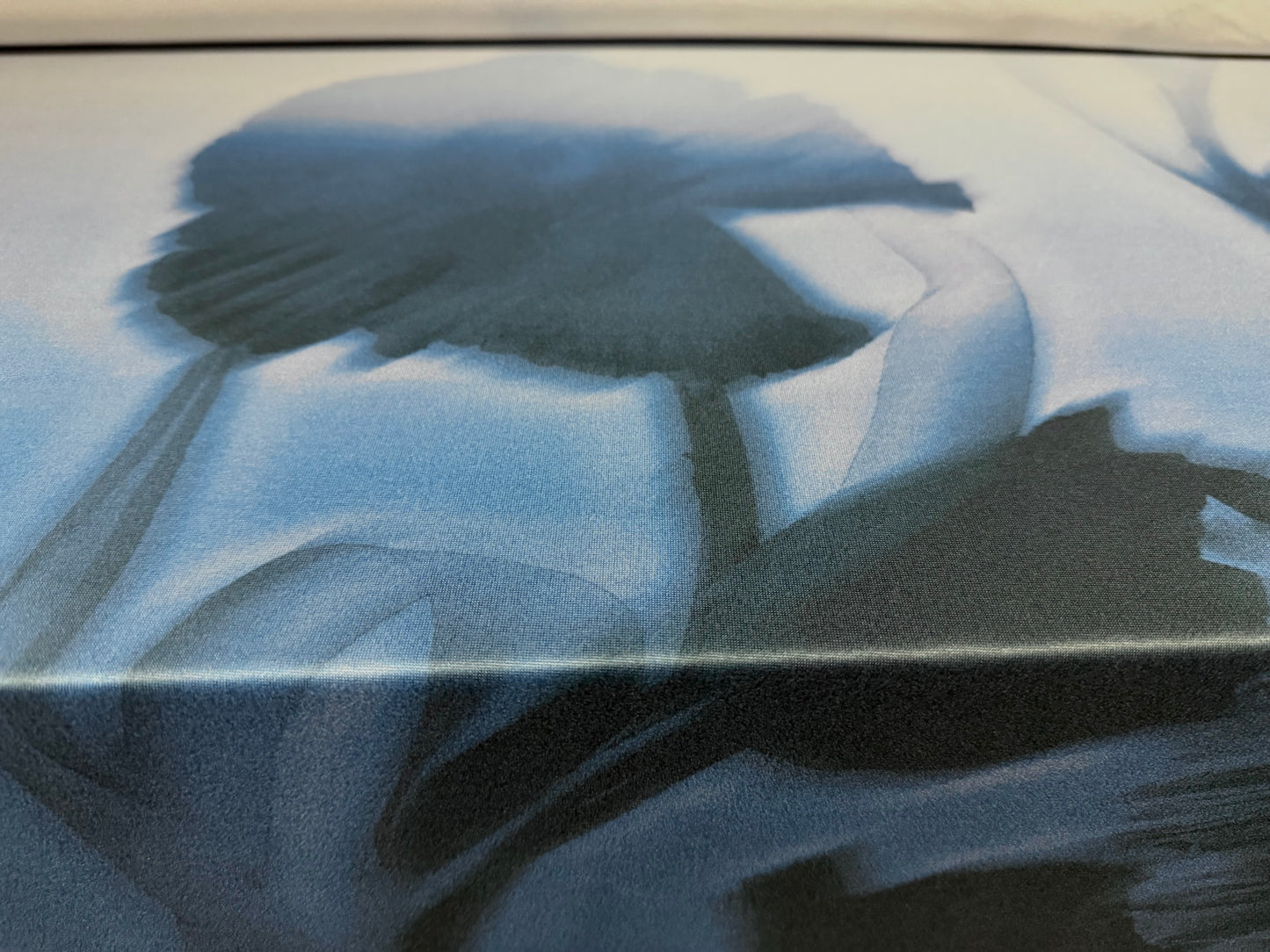 Soft handle stretch single jersey fashion fabric, per metre - floral silhouette print - blue