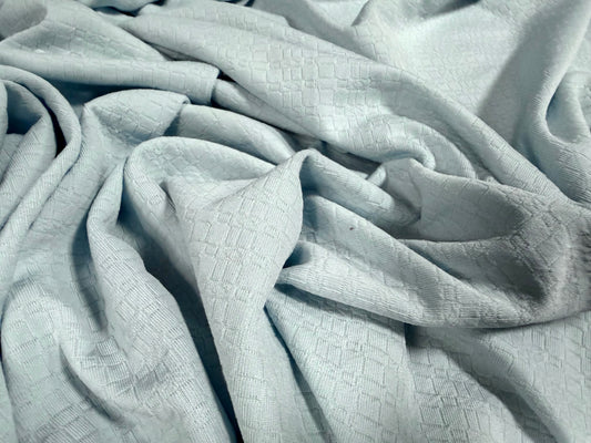 Double jersey knit stretch spandex fabric, per metre - block jacquard - pale blue