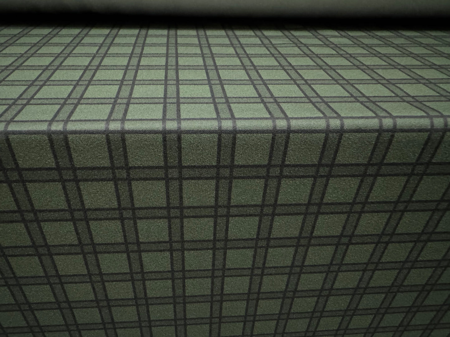 Scuba stretch double jersey fabric, per metre - check print - olive