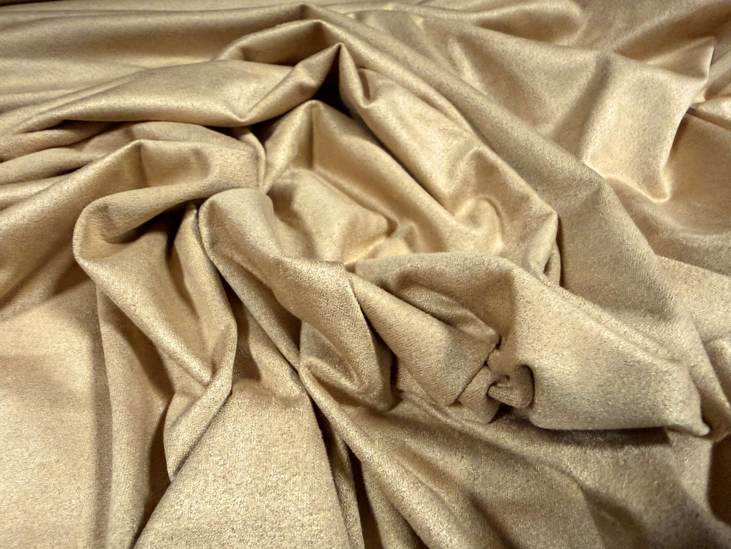 Faux suede stretch spandex jersey fabric, per metre - plain - light brown