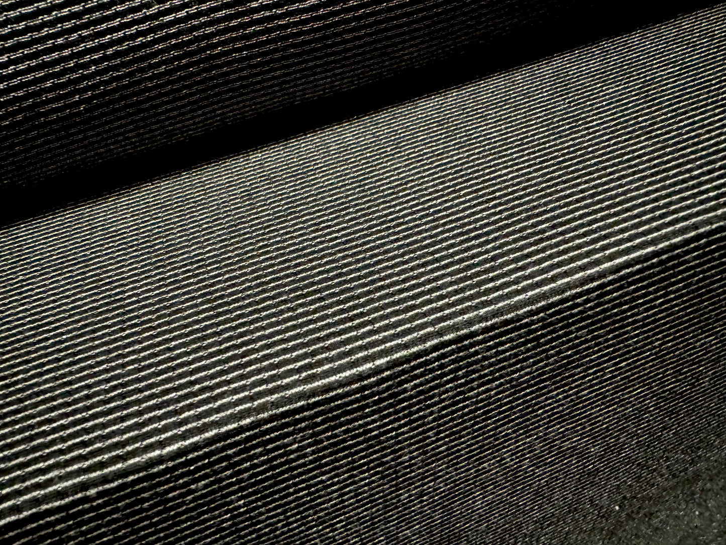 Stretch metallic single jersey fashion fabric, per metre - pinstripe - black with silver lurex