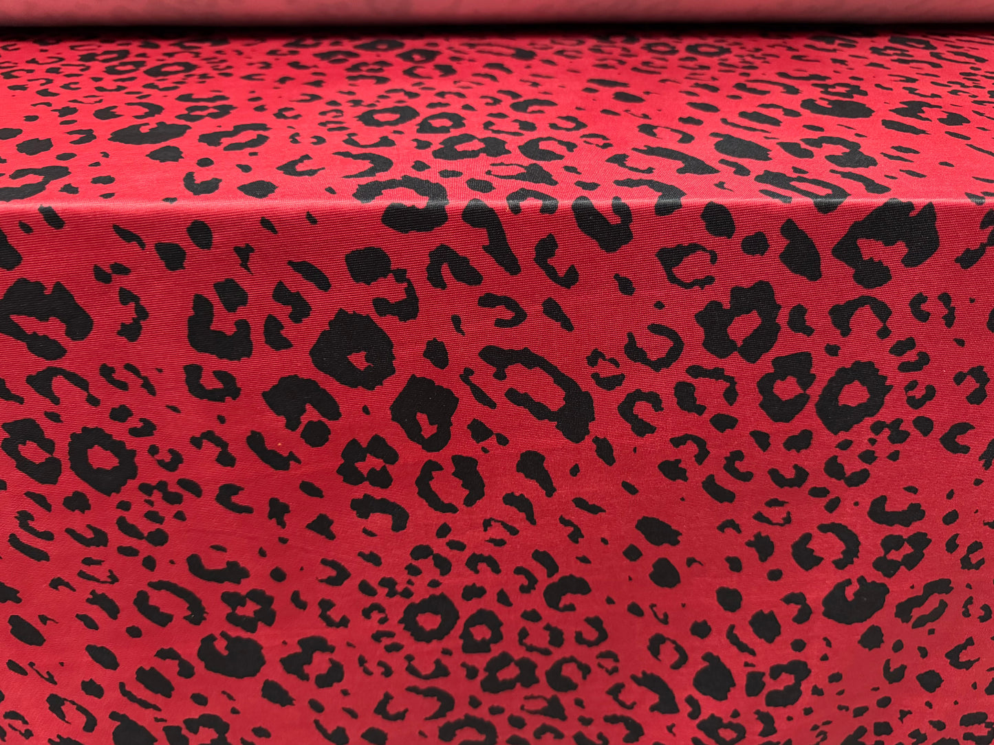 Soft touch stretch spandex single jersey fabric, per metre - cheetah print - dark red