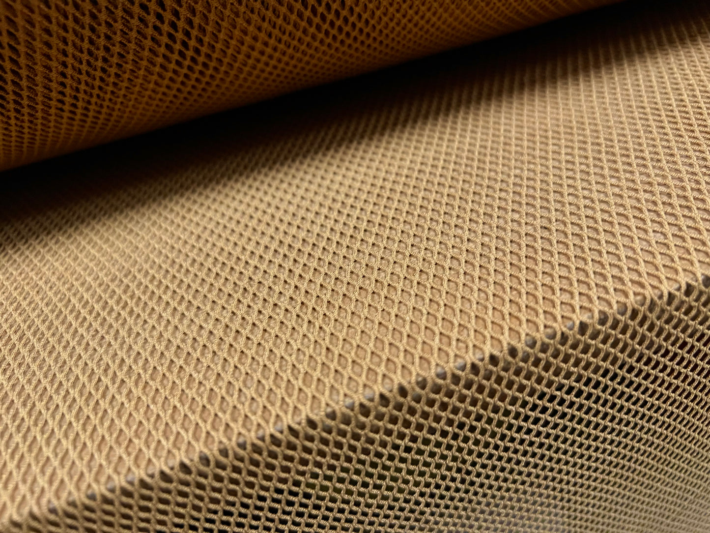 Stretch fishnet mesh jersey fabric, per metre - plain - light brown