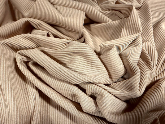 Soft touch stretch rib jersey fabric, per metre - plain - skin tone