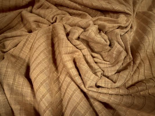 Melange spandex rib stretch jersey fabric, per metre - plain - camel