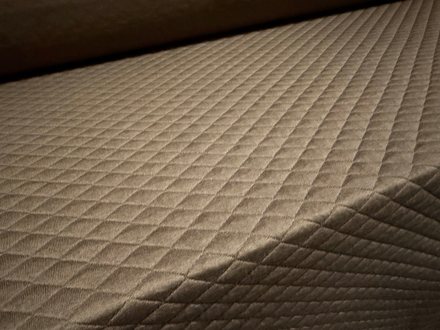 Mock diamond quilted stretch double jersey fabric, per metre - plain - taupe