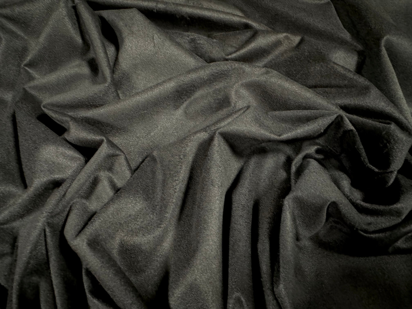 Faux suede jersey fabric, per metre - plain - charcoal grey