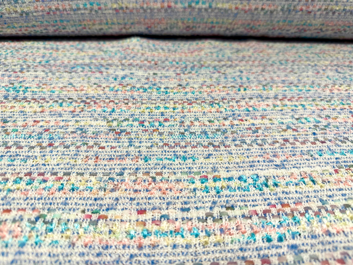 Heavyweight wool bouclé fabric, per metre - melange - rainbow pastels