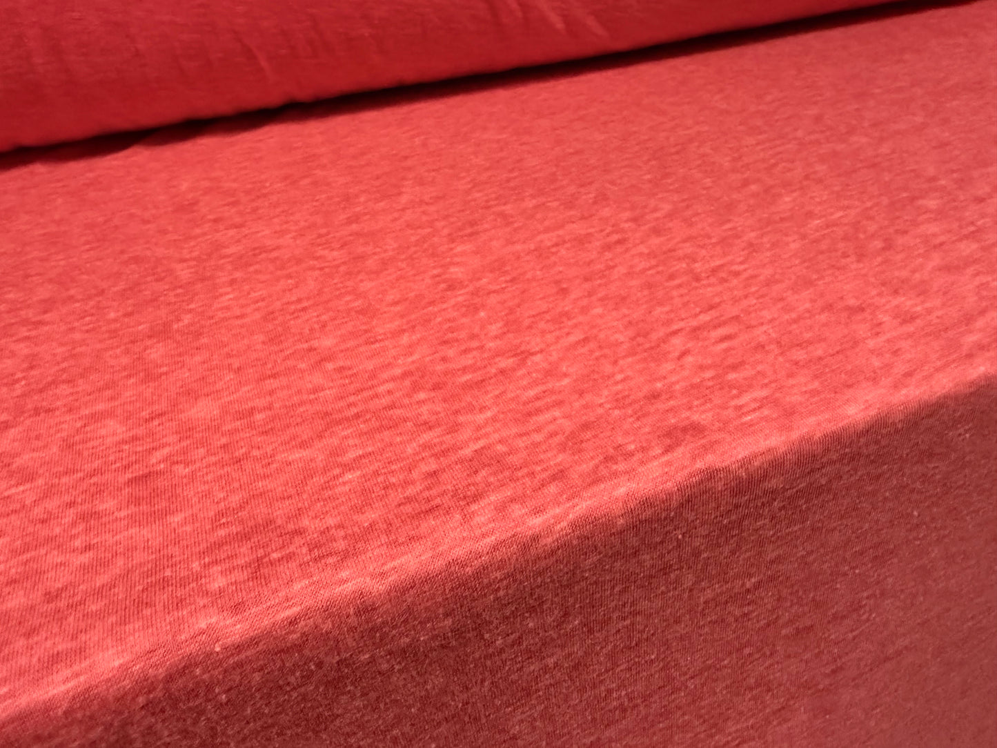 Linen blend stretch single jersey fabric, per metre - melange - coral