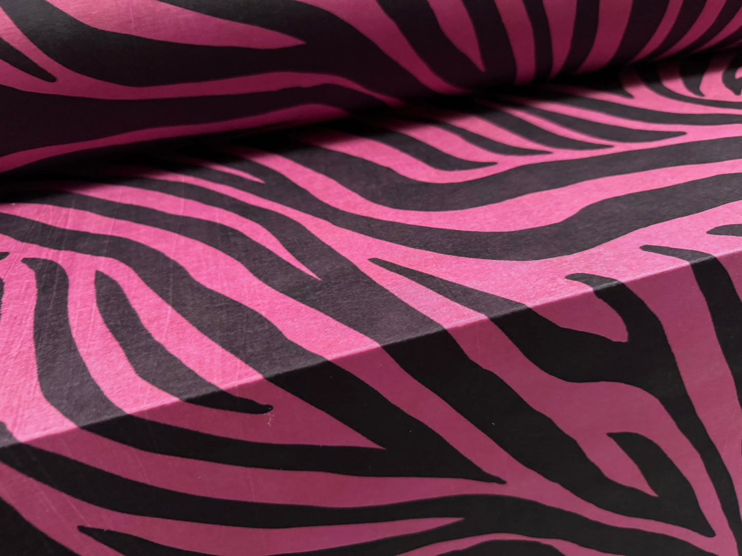 Soft touch stretch spandex single jersey fabric, per metre - zebra animal print - magenta