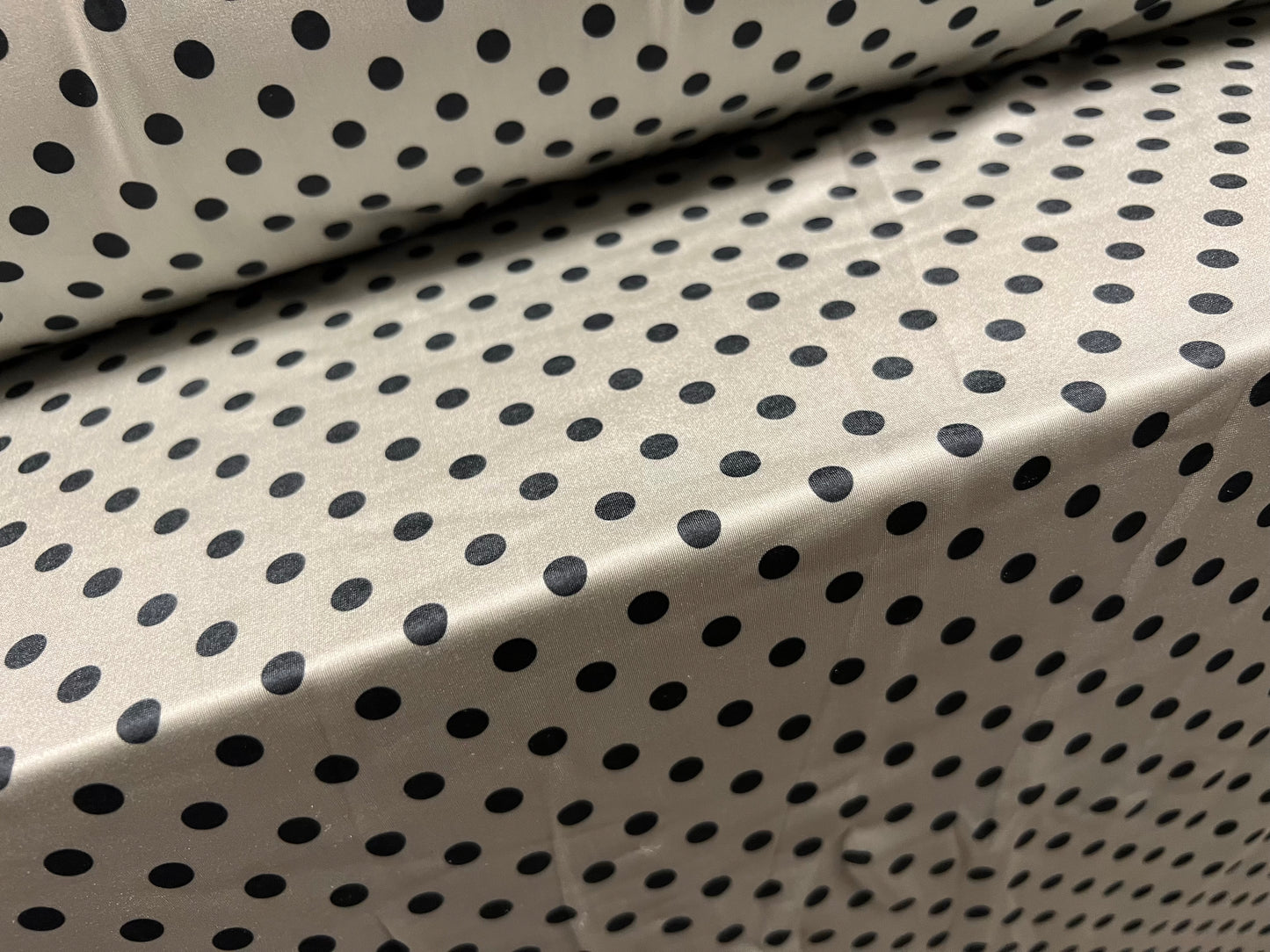 Swimwear stretch spandex jersey fabric, per metre - polka dot print - silver