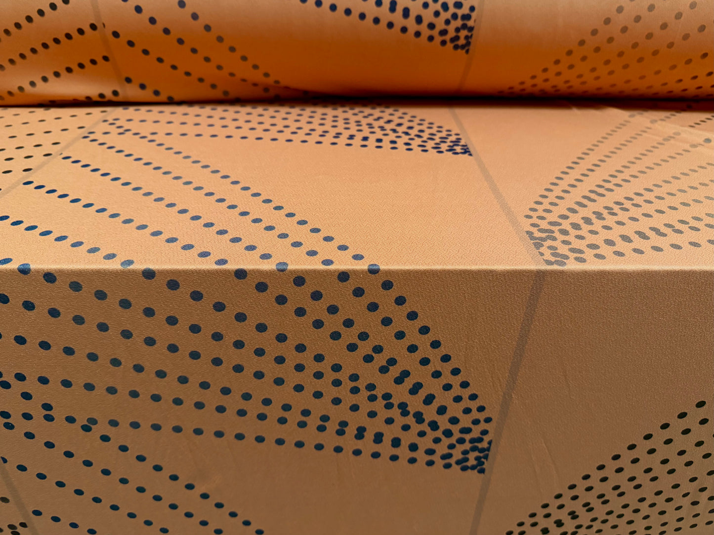 Stretch spandex crepe jersey fabric - geometric polka dot print - caramel
