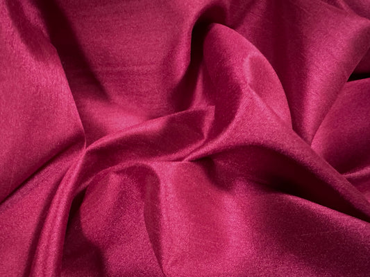 Shantung satin faux silk woven dress fabric, per metre - plain - wild berry