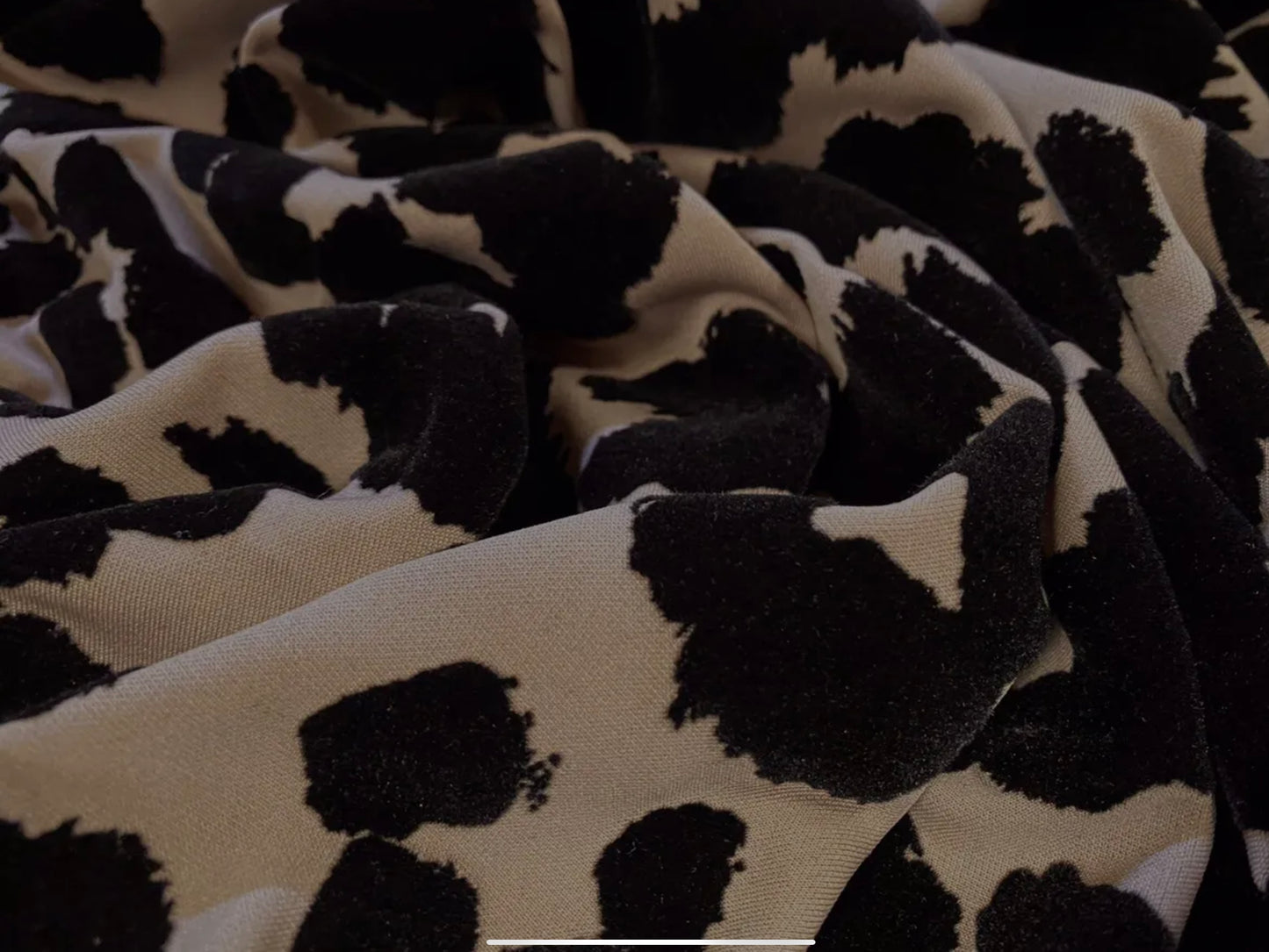 Stretch spandex double jersey fabric, per metre - flocked cheetah animal print - sand brown & black