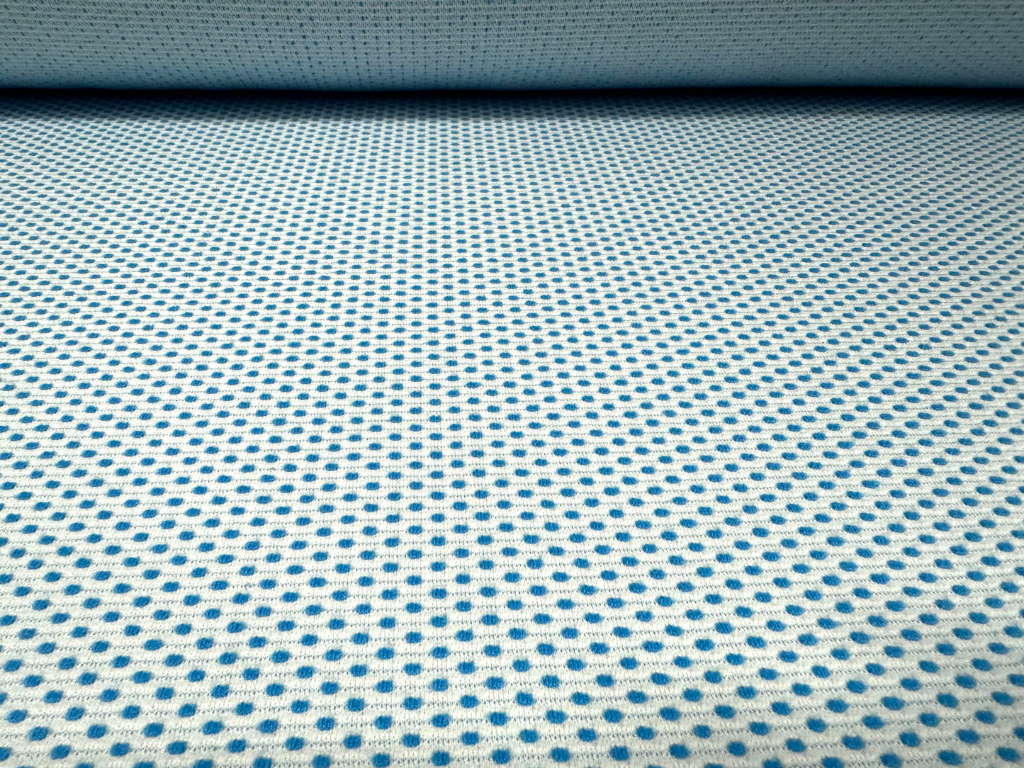 Double jersey knit stretch spandex fabric, per metre - dobby jacquard - sky & light blue