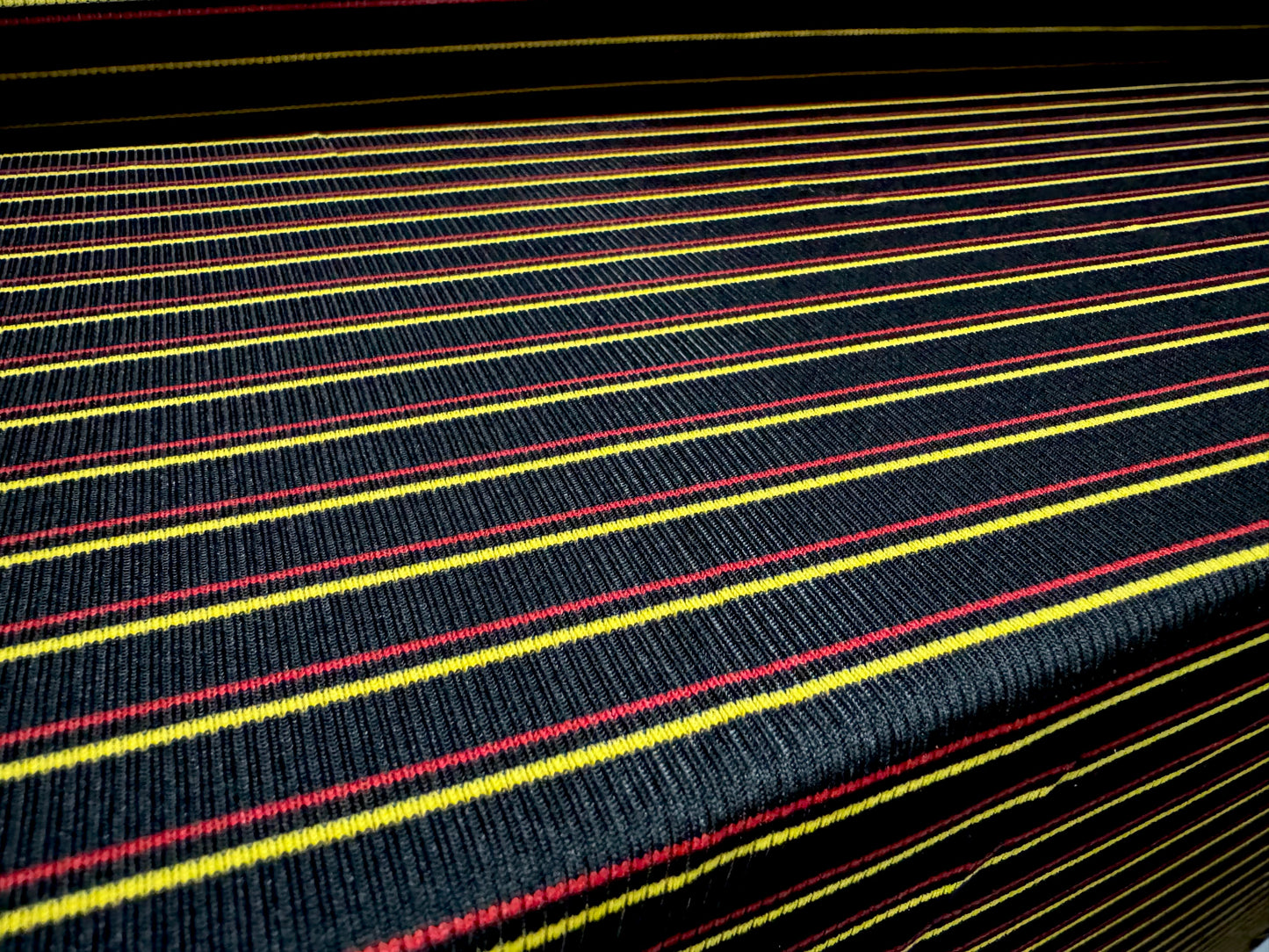 Stretch Spandex rib jersey fabric, per metre - stripe - black yellow & red