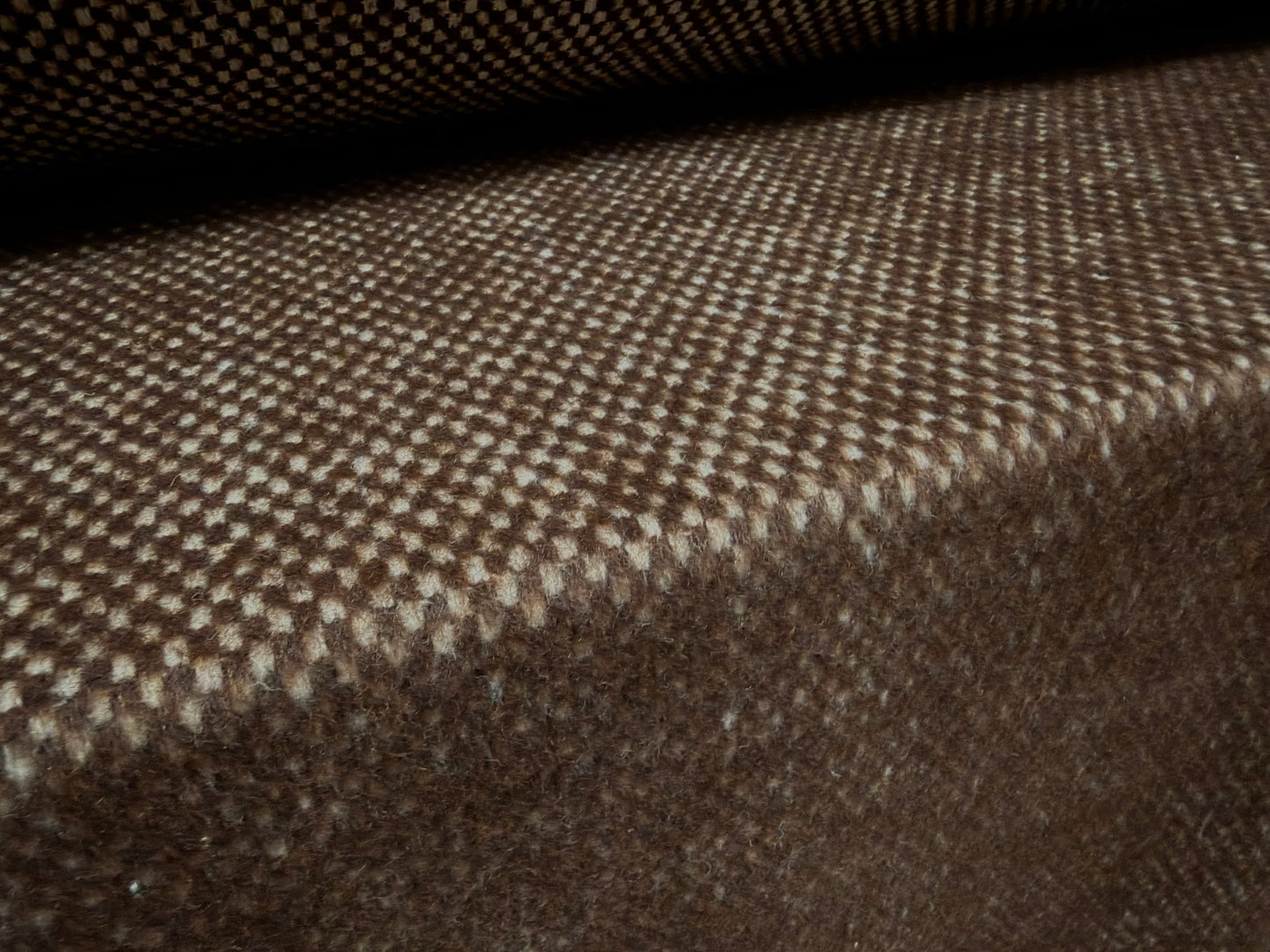 Heavyweight wool flannel fabric, per metre - birdseye - brown