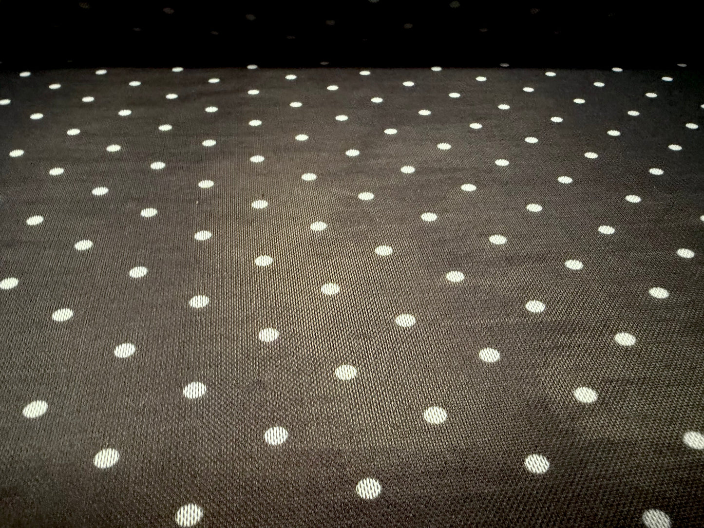 Power mesh net stretch spandex fabric, per metre - spot print - black & white