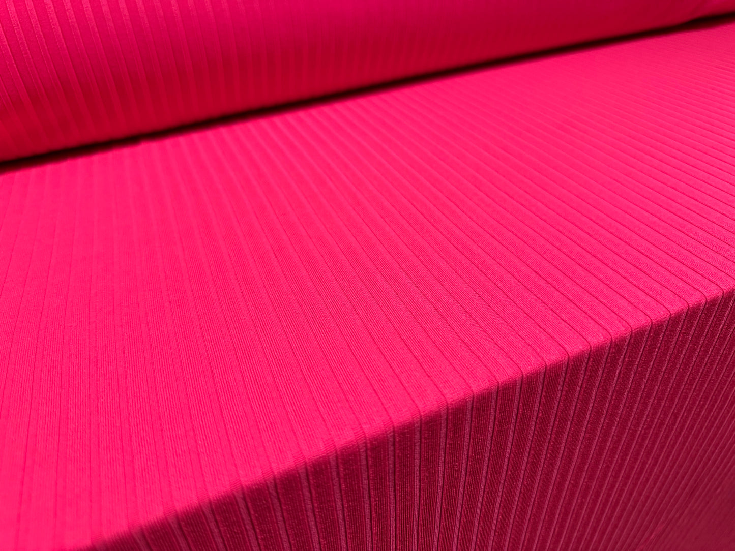 Stretch spandex rib jersey fabric, per metre - plain - fluorescent pink