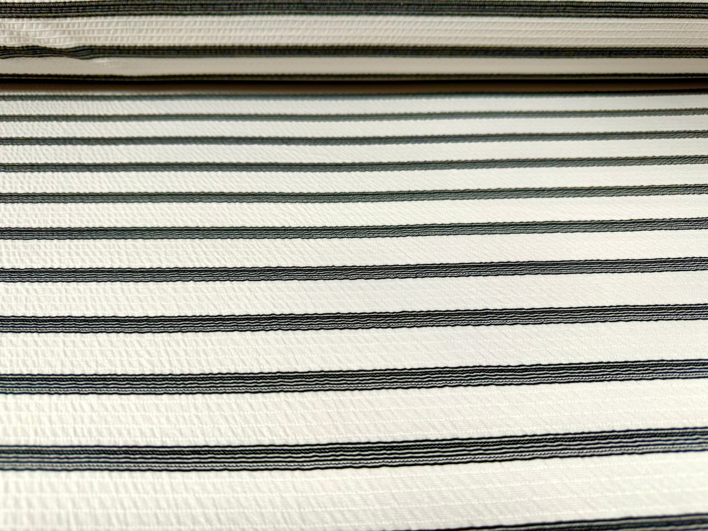 Textured stretch single jersey fashion fabric, per metre - stripes - white & black