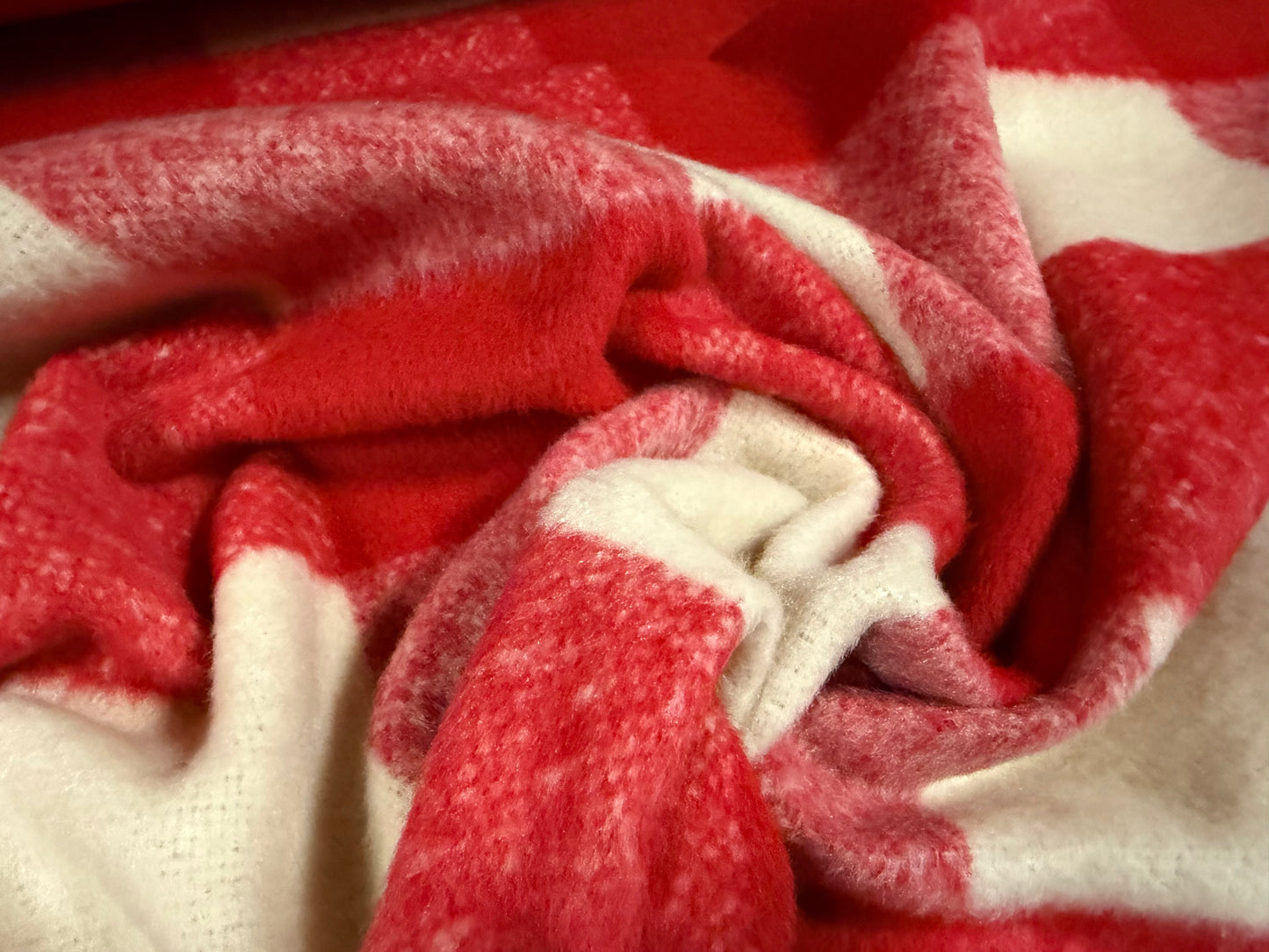 Heavyweight wool flannel fabric, per metre - Buffalo Check - red & ivory