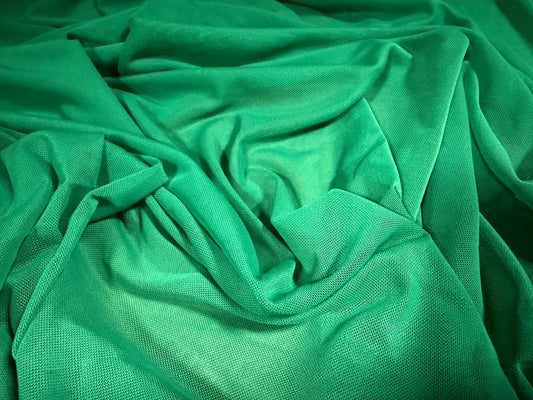 Power mesh net stretch spandex fabric, per metre - plain - shamrock green
