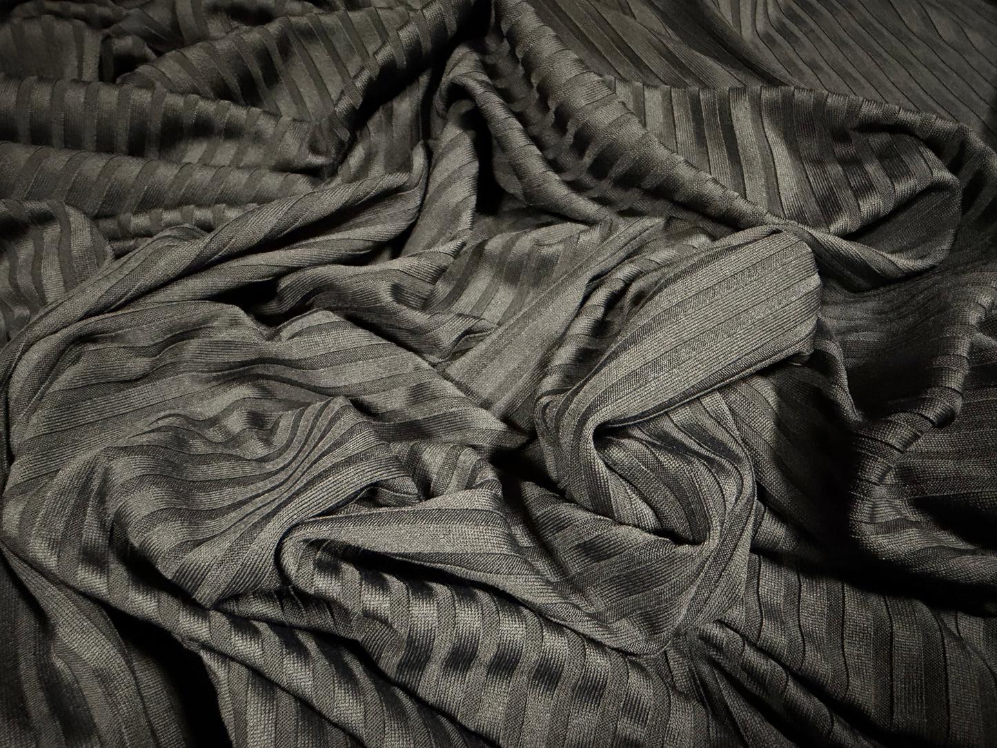 Stretch spandex rib jersey fabric, per metre - plain - school grey