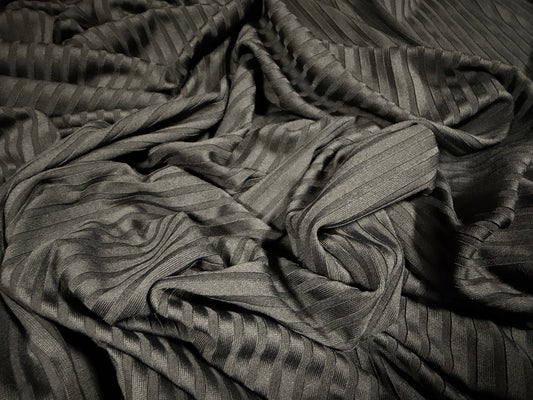 Stretch spandex rib jersey fabric, per metre - plain - school grey