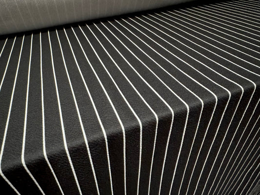 Scuba textured ‘Liverpool’ stretch spandex jersey fabric, per metre - pinstripe - black & white