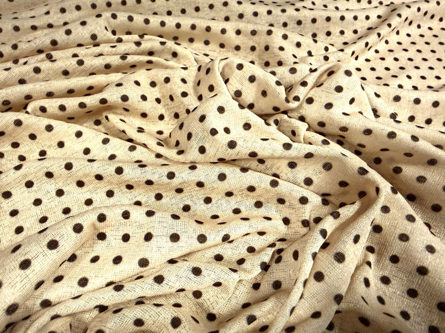 Thick & thin stretch spandex single jersey fashion fabric, per metre - spot print - beige & brown