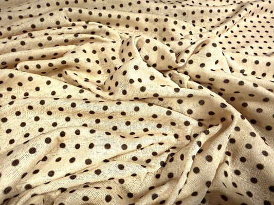 Thick & thin stretch spandex single jersey fashion fabric, per metre - spot print - beige & brown