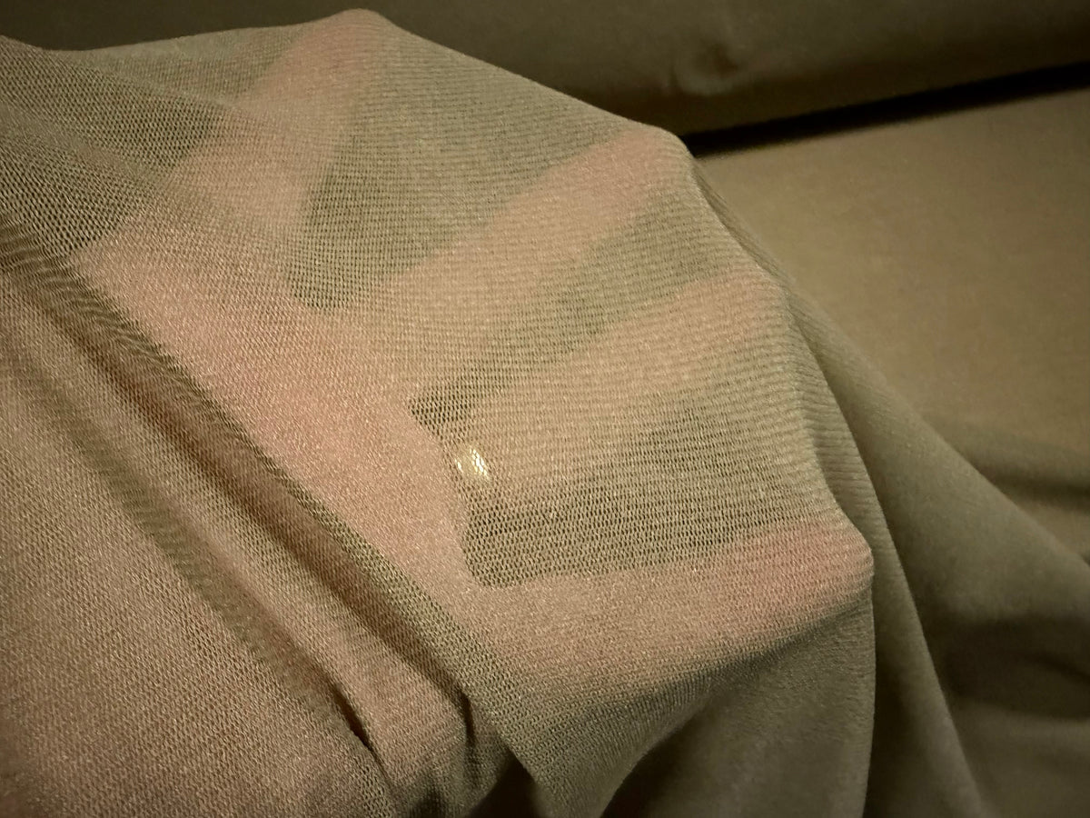 Stretch lightweight helenca mesh fabric, per metre - plain - Khaki green
