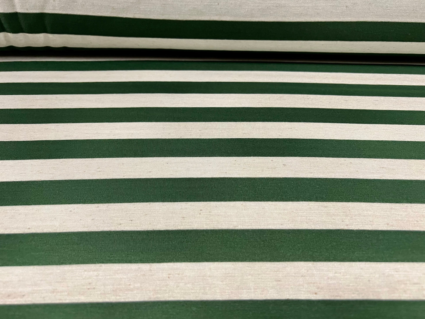 Viscose spandex stretch single jersey fabric, per metre - stripe - green & ivory