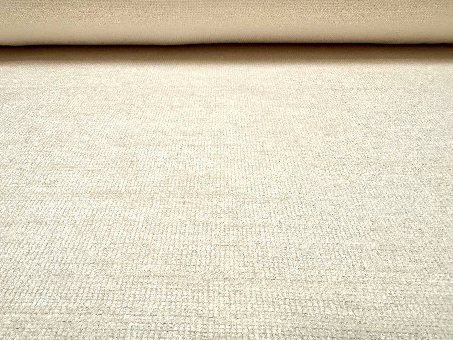 Soft chenille upholstery fabric, per metre - plain - cream
