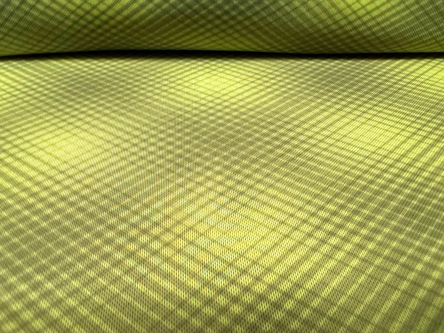 Power mesh net stretch spandex fabric, per metre - psychedelic geometric print - lime