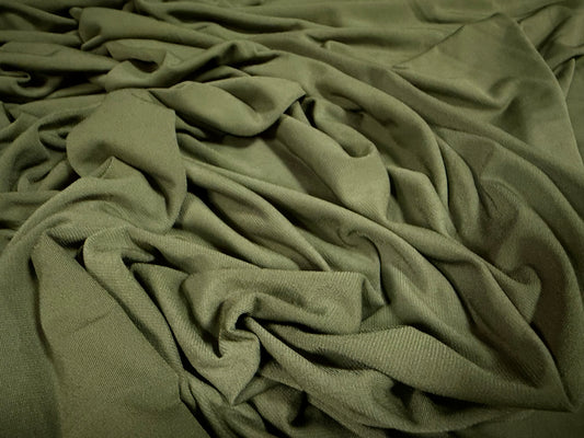 ITY stretch spandex single Jersey fabric, per metre - plain - khaki green