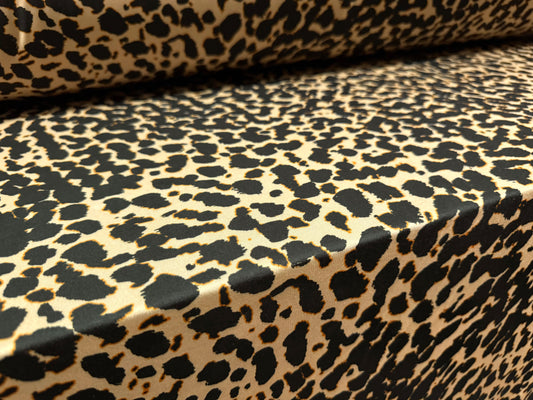 Swimwear stretch spandex jersey fabric, per metre - leopard print - pale gold