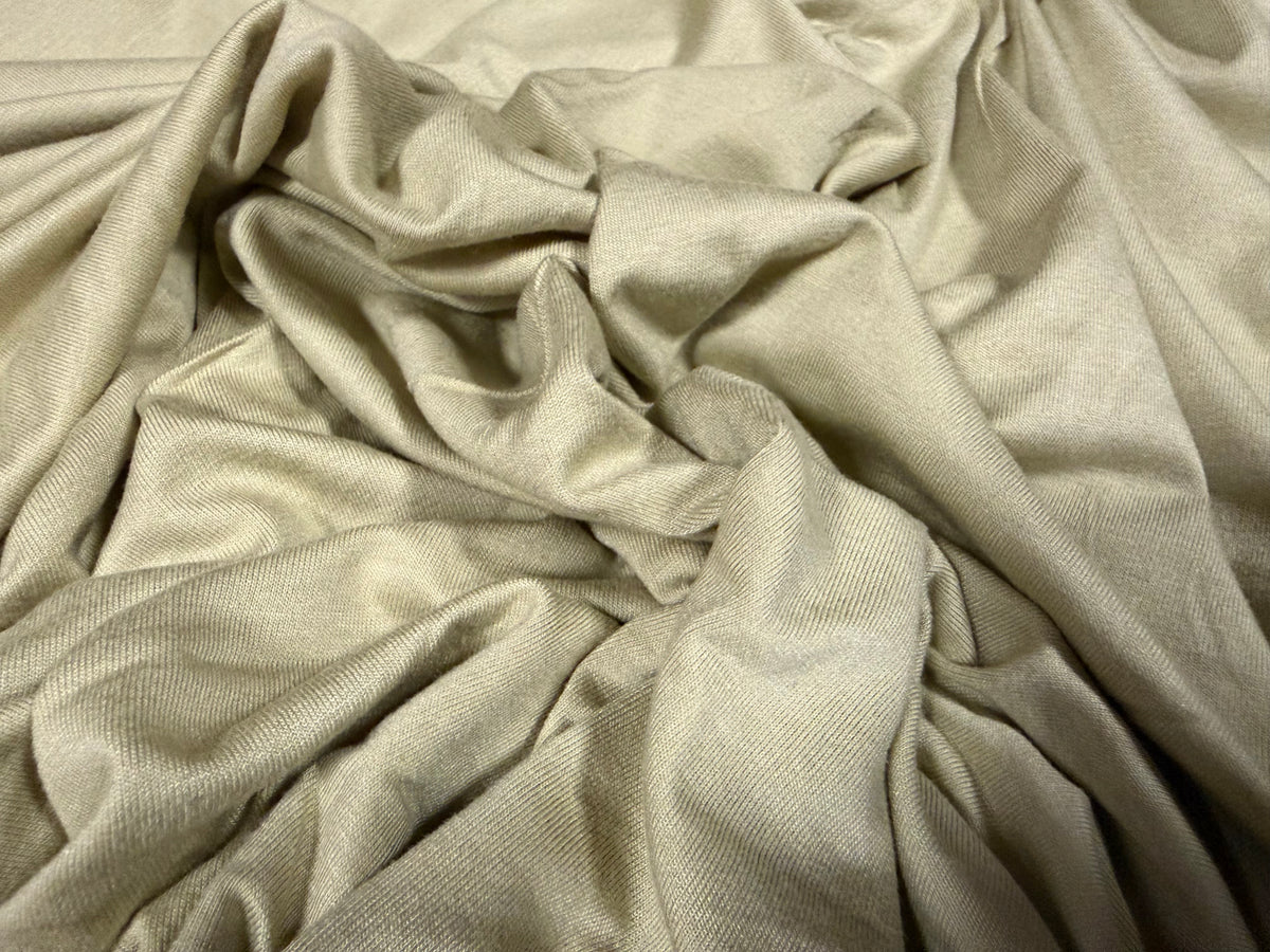 Viscose Spandex stretch single jersey fabric, per metre - plain - flax