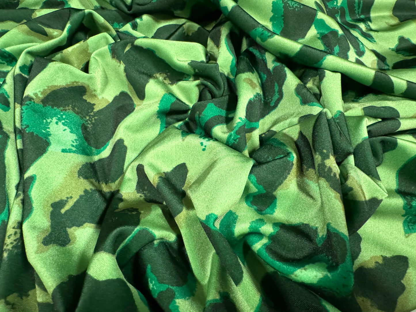 Swimwear stretch spandex jersey fabric, per metre - funky leopard print - green