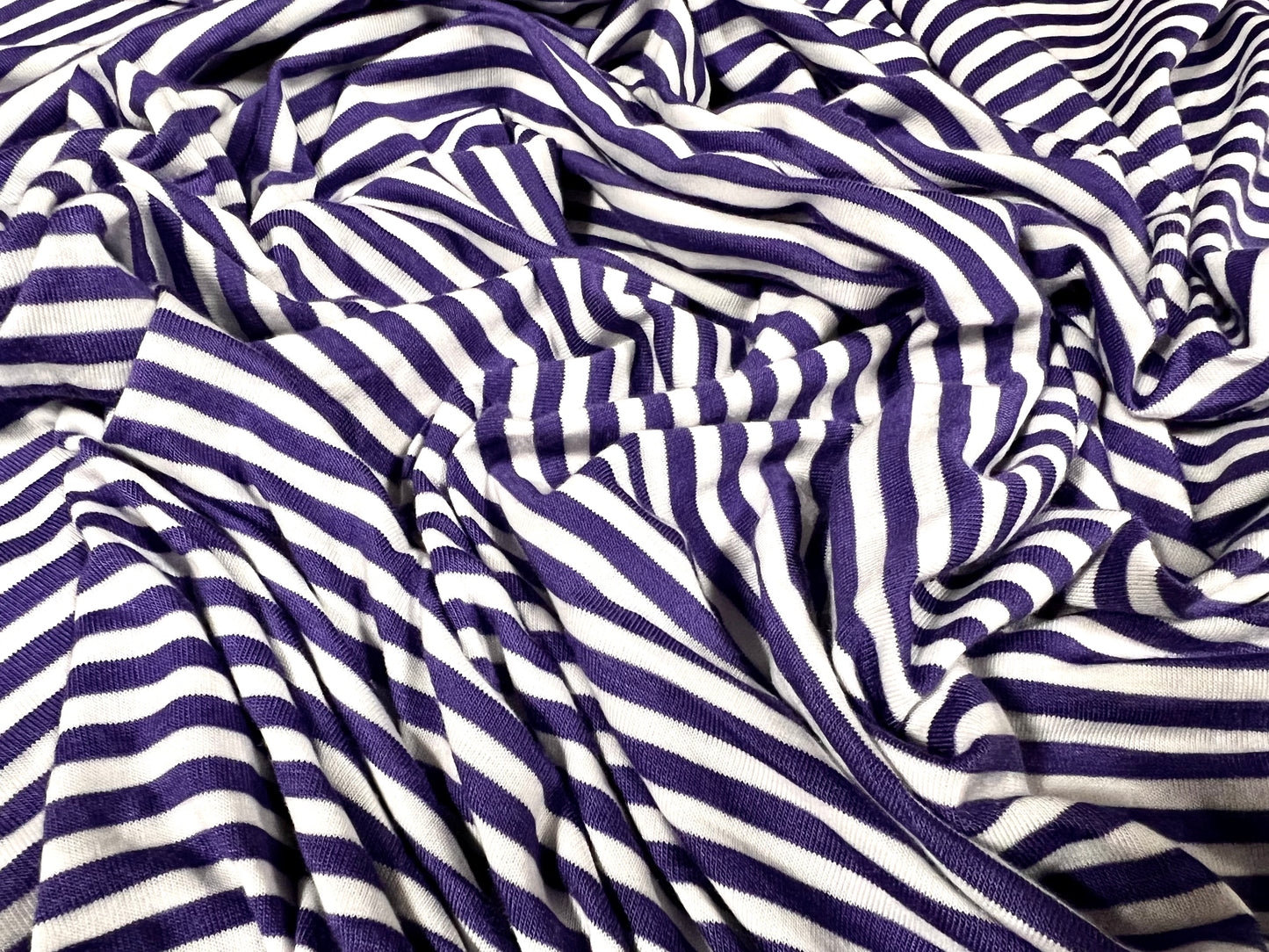 Viscose spandex stretch single jersey fabric, per metre - stripe - violet & white