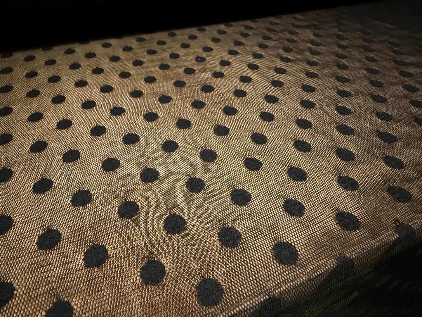 Fine lightweight mesh net fabric, per metre - polka dot - black