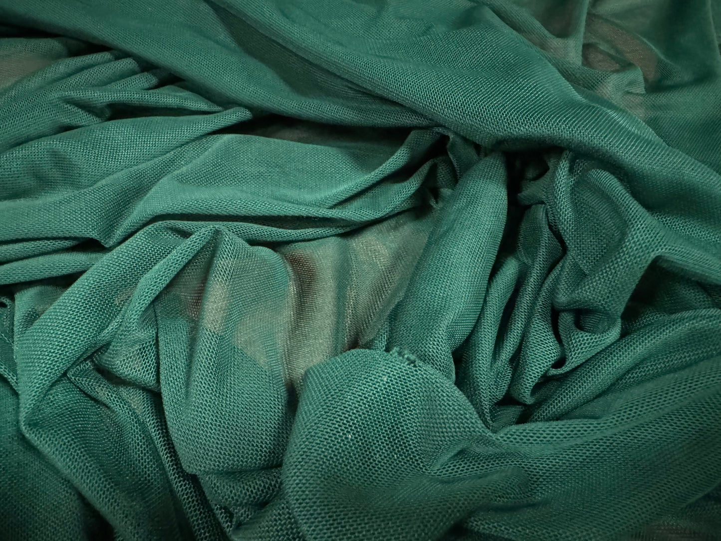 Power mesh net stretch spandex fabric, per metre - plain - bottle green