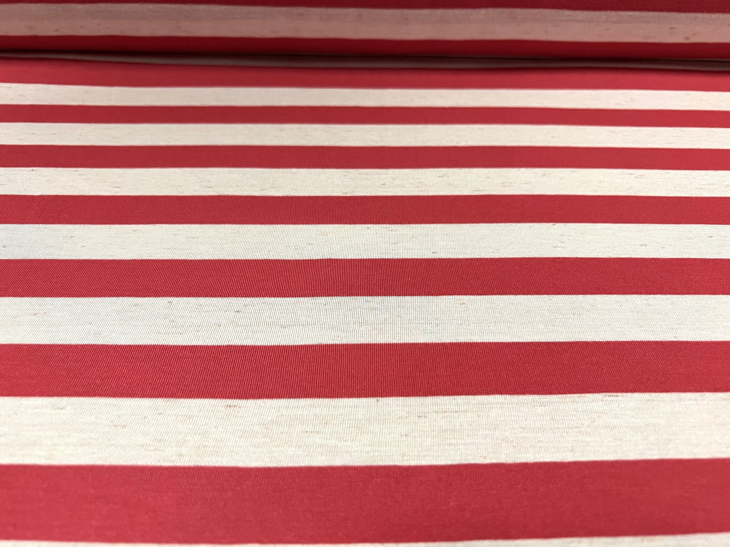 Viscose spandex stretch single jersey fabric, per metre - stripe - light red & cream fleck