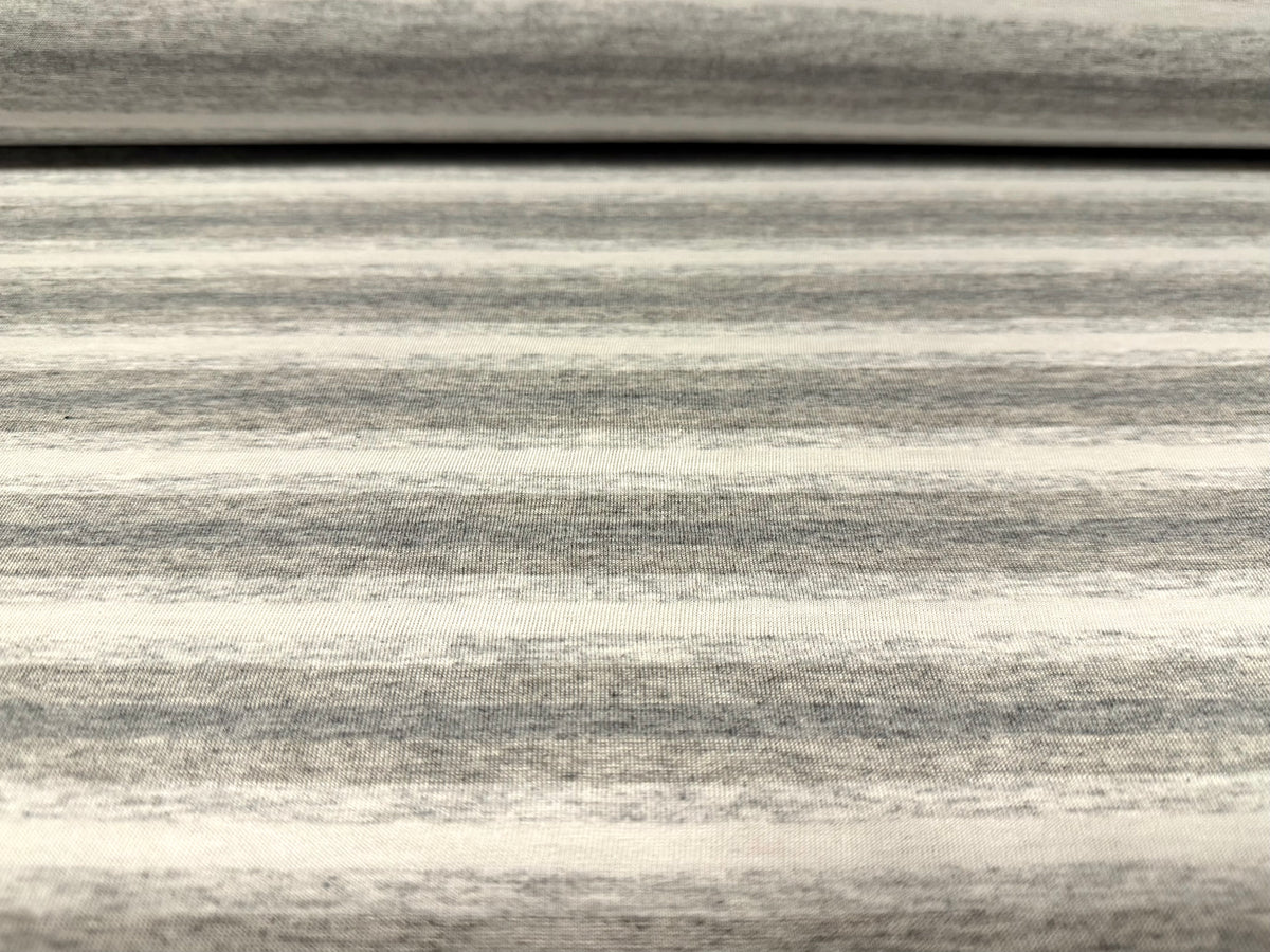 Viscose spandex stretch single jersey fabric, per metre - stripes - light grey