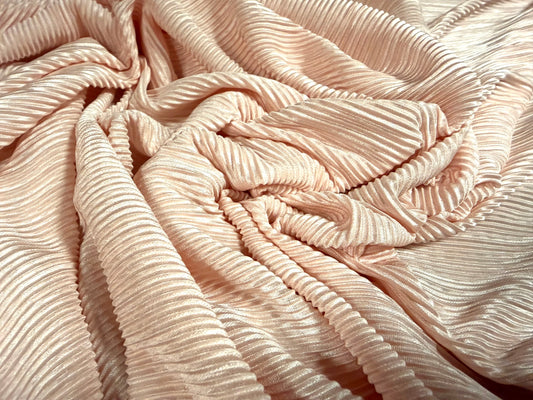 Fine Plissé pleated satin dress fabric, per metre - plain - pink blush