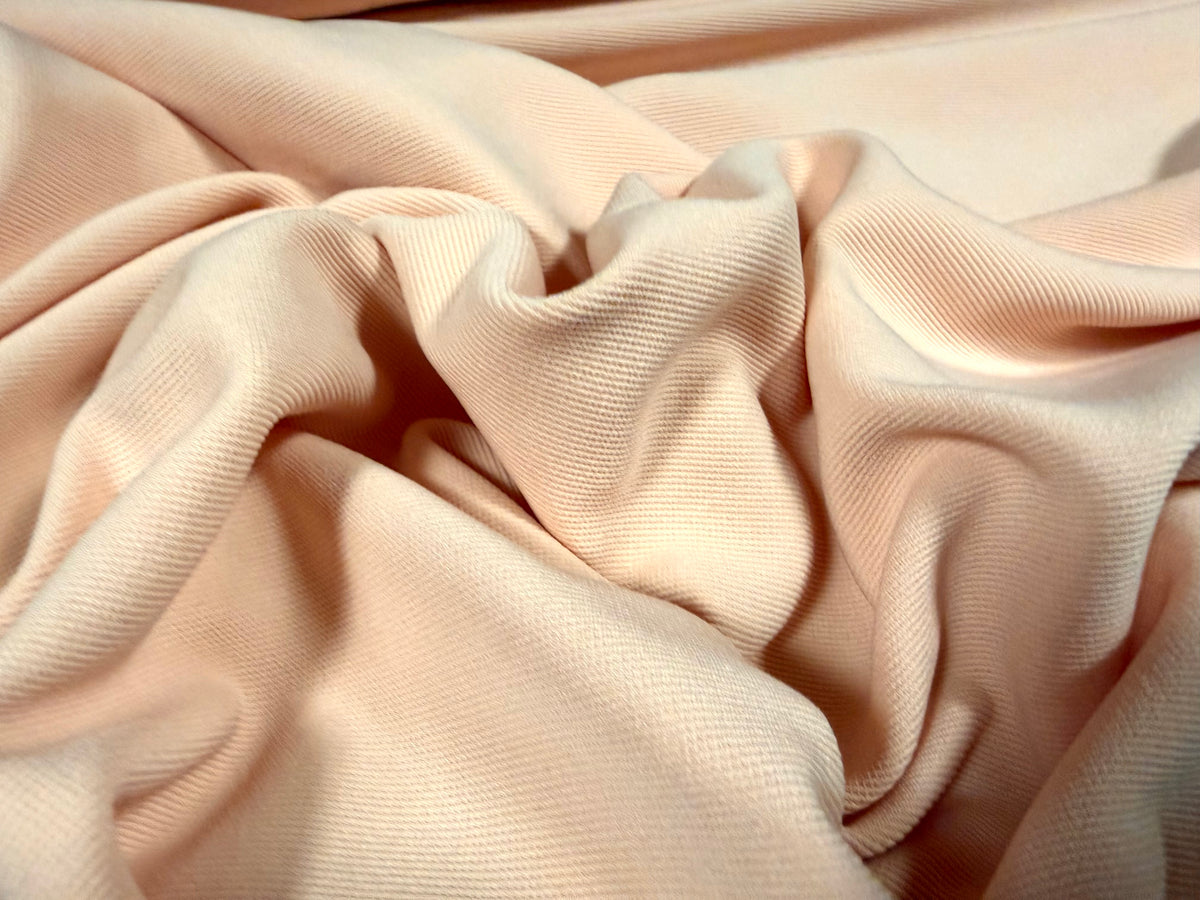 Fine ottoman rib stretch double jersey fabric , per metre - plain - blush
