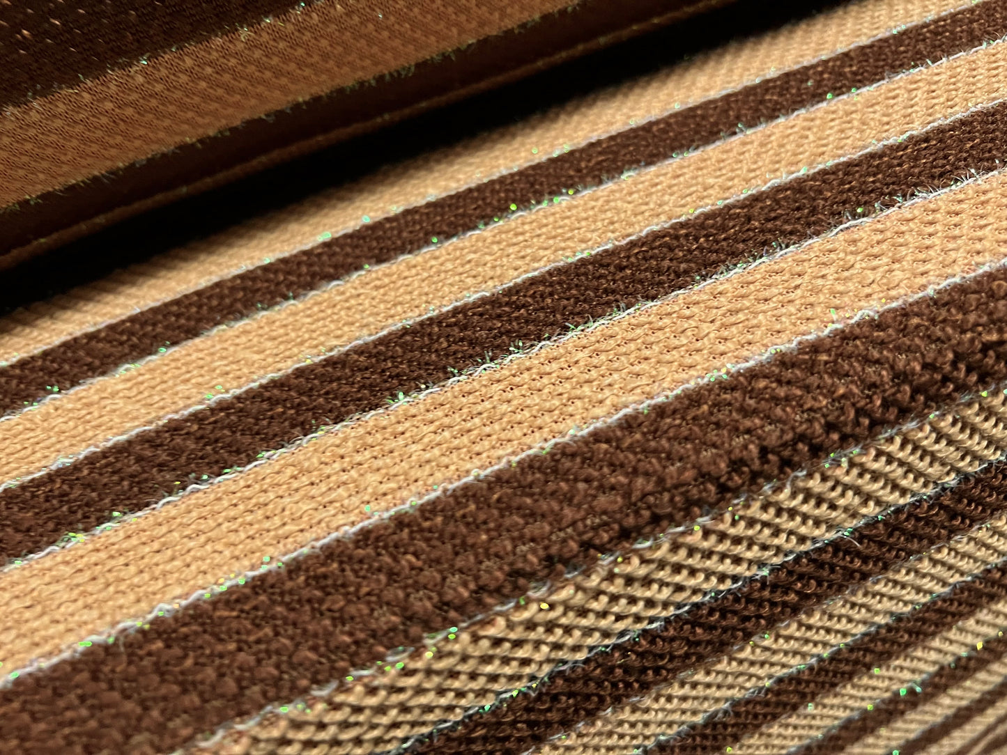 Metallic bouclé knitwear fabric with lurex, per metre - stripe - bronze & camel