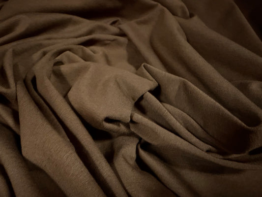 Cotton spandex stretch single jersey fabric, per metre - plain - brown